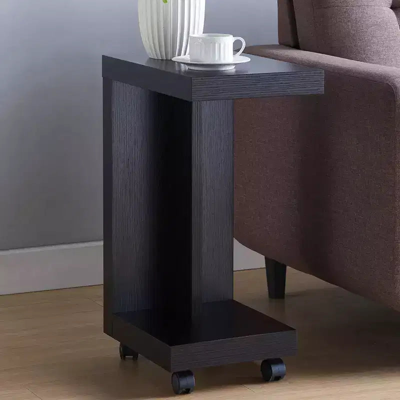 Tavolino finale mobile a C, Espresso / Rovere Bianco, Montaggio a 1 persona