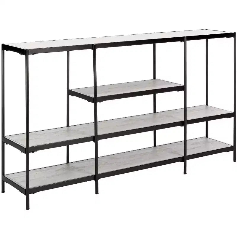 Console a 3 ripiani – Struttura nera / Piano beige – Montaggio da 1 persona
