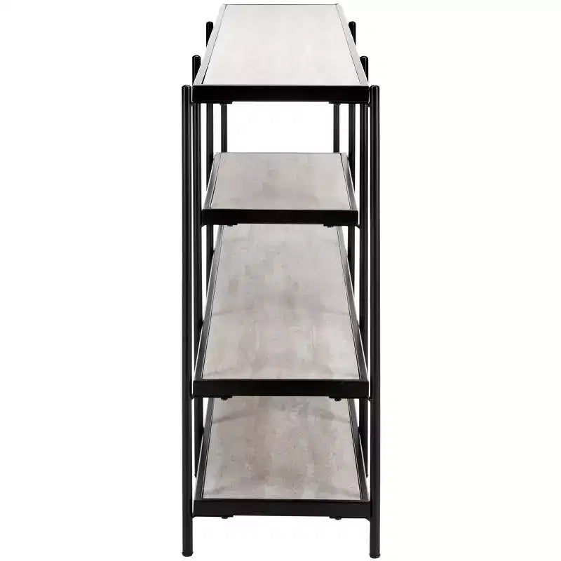 Console a 3 ripiani – Struttura nera / Piano beige – Montaggio da 1 persona
