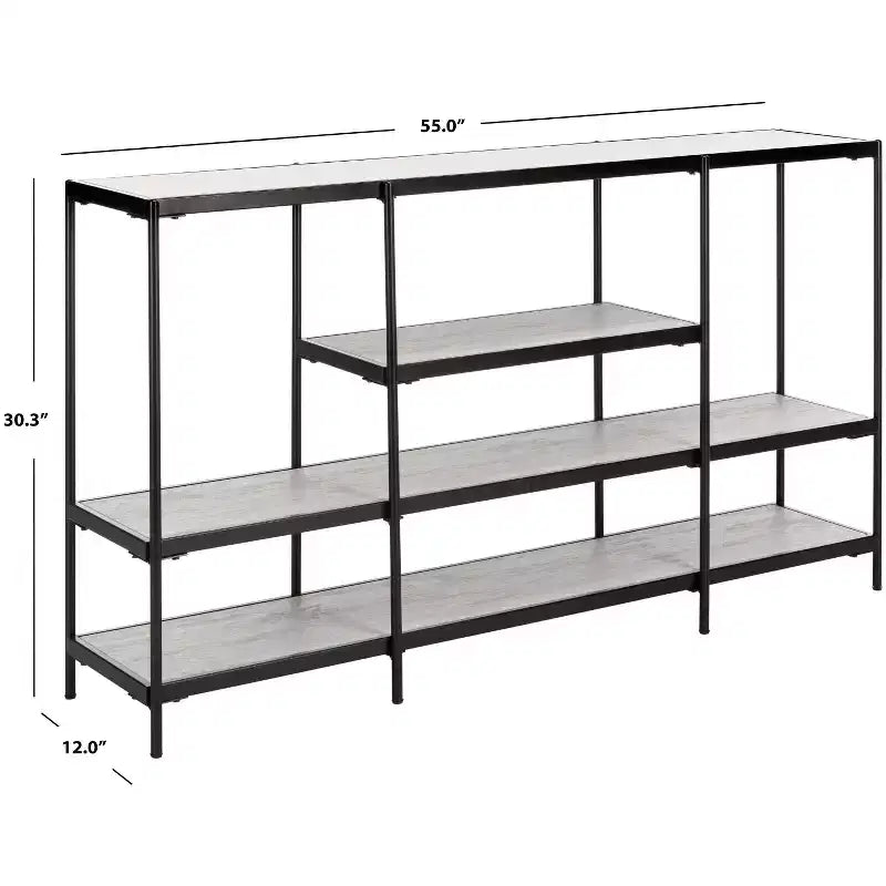 Console a 3 ripiani – Struttura nera / Piano beige – Montaggio da 1 persona