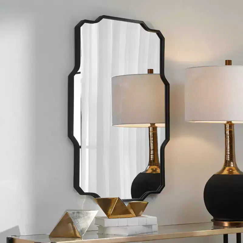 Specchio da Parete Rettangolare Nero Opaco, Stile Contemporaneo, Singolo