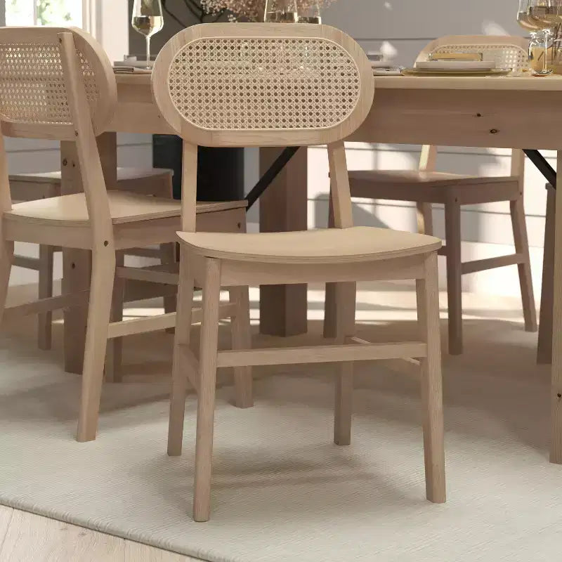 Sedia da pranzo in rattan nero, set da 2