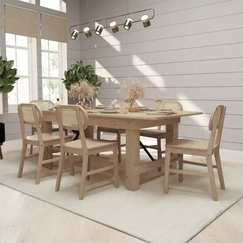 Sedia da pranzo in rattan nero, set da 2