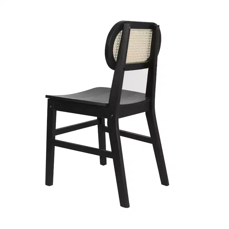 Sedia da pranzo in rattan nero, set da 2