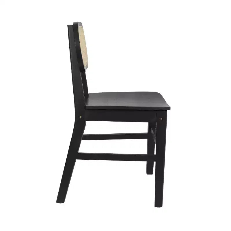 Sedia da pranzo in rattan nero, set da 2