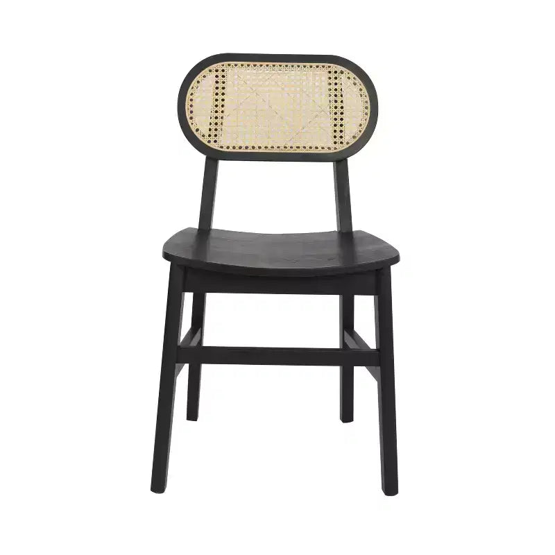 Sedia da pranzo in rattan nero, set da 2