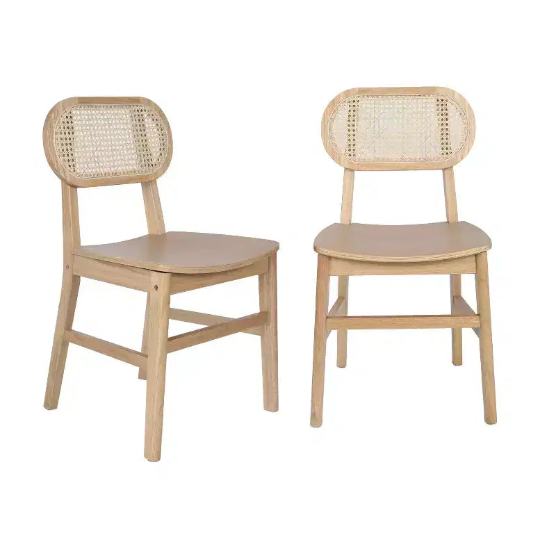 Sedia da pranzo in rattan nero, set da 2