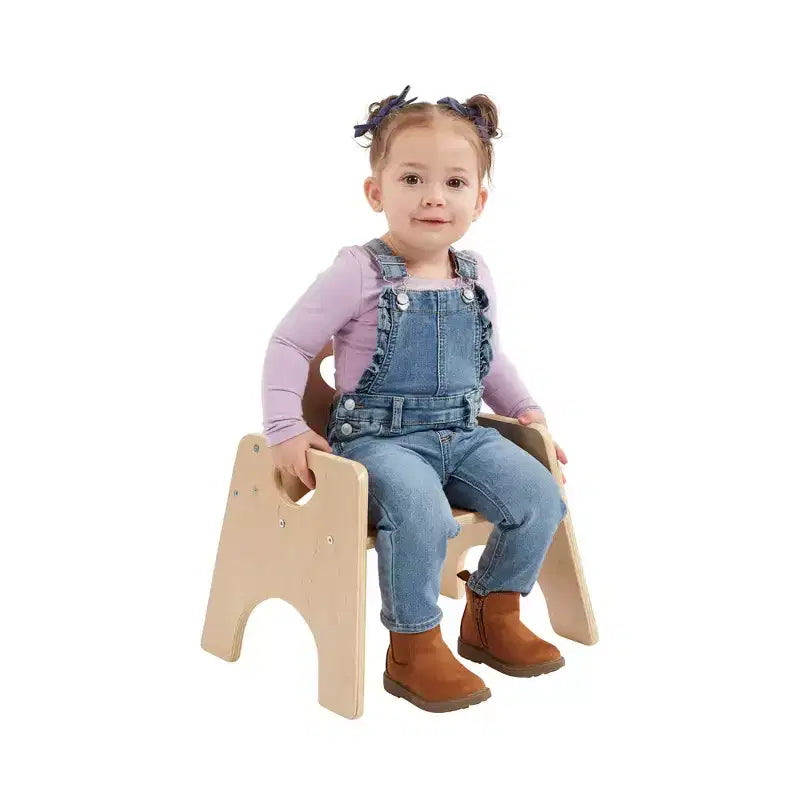 Sedia impilabile in legno per bambini, con schienale a pioli, finitura grigia/naturale/bianca, 1 posto, confezione da 2 pezzi