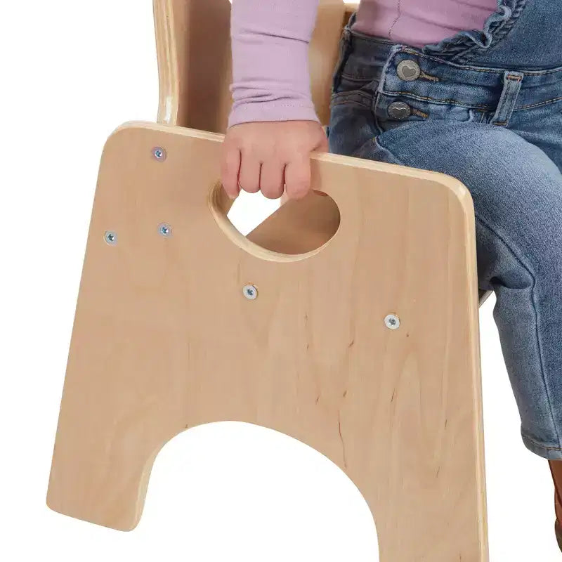 Sedia impilabile in legno per bambini, con schienale a pioli, finitura grigia/naturale/bianca, 1 posto, confezione da 2 pezzi